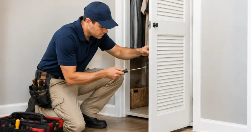 technician repairing doorbell button and wiring in Orono