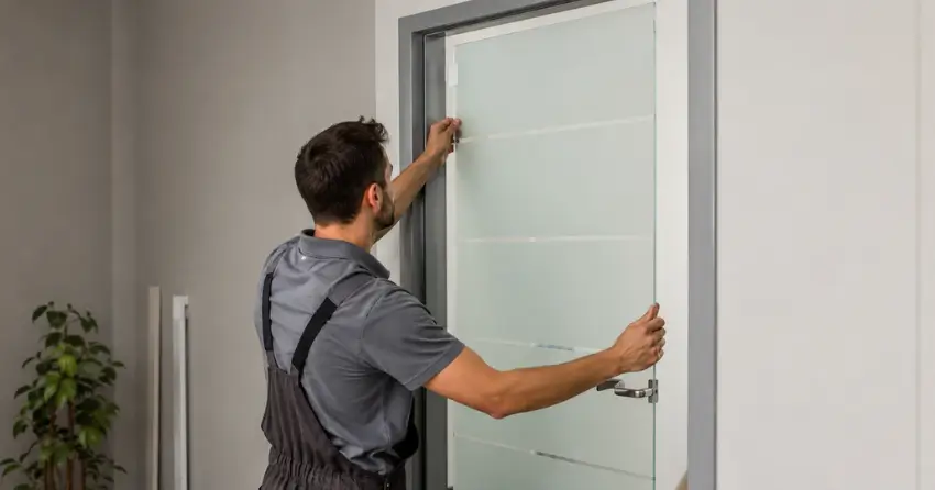 frosted glass interior door panel installation in Orono