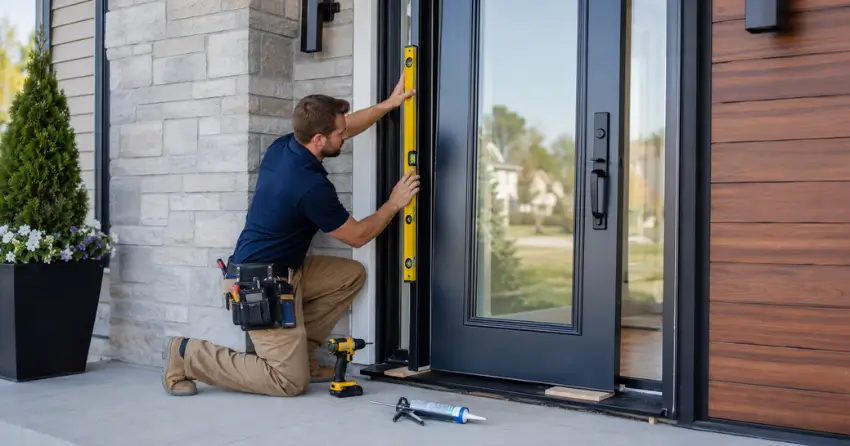 glass outside door installation with energy-efficient double-pane glazing in Orono