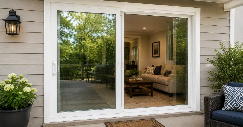 new patio door replacement installed in Orono home
